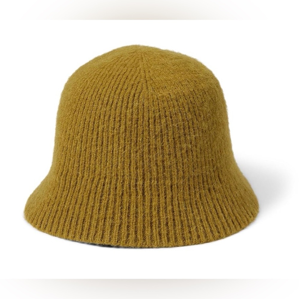 Madewell Fuzzy-Knit Bucket Hat in Spiced Olive , size M/L - Picture 3 of 7